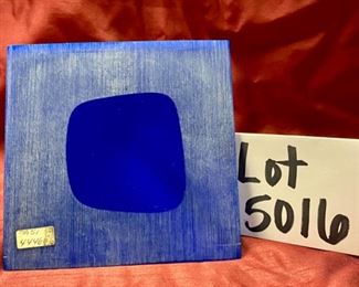 Lot 5016. $75.00. Acrylic Pyramid with Bronze Diver in Mid Dive. Really really cool! Very Striking Blue  6" Square  x 6" H.