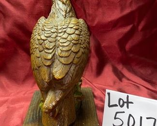 Lot 5017. $40.00 American Eagle Statue, Composite with wooden base and American Eagle Placard. By Relic Art LTD Brooklyn, NY  7" W x 6" D x 10.5" H