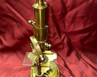 Lot 5020. $195.00  Rare Vintage Brass Reproduction Microscope, Plaque on Stand reads. William - Cary London 1790. Measures approx. 17" tall, base is 5 1/2" round. Great Condition. William Cary (1759–16 November 1825) was an English scientific-instrument maker. Trained under Jesse Ramsden, he produced numerous scientific instruments including mechanical calculators, measuring instruments, telescopes, microscopes, navigation and survey equipment.