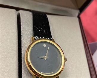 Lot 5050. $84.00 Vintage New Wittnauer Womens Black band watch, in box  (was $148.00)