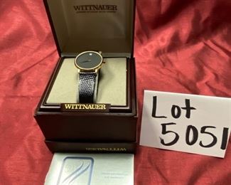 Lot 5051. $84.00  Vintage New Mens black lizard grain bank Wittnauer Watch. Made in Austria.  Was $148.00