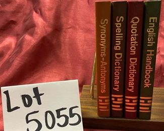 Lot 5055.  $65.00  The Revere 6" Desktop Globe by Replogle plus 4 Reference Books/Dictionary, Quotations, Spelling and Synonyms with sharp Wooden Base.  Awesome for a teacher's or student's desk!   
