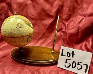 Lot 5057.  $35.00  Replogle 5" World Classic Globe w/ Pen on hardwood base.  Quantity 2 available.