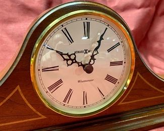 Lot 5059.   $40.00. Howard Miller Westminster Mantle Clock 13.5" L x 3" D  x  6" H.   Model: 613-3226. Battery -operated. Quantity Available 0 still available.