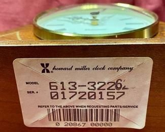 Lot 5059.   $40.00. Howard Miller Westminster Mantle Clock 13.5" L x 3" D  x  6" H.   Model: 613-3226. Battery -operated. Quantity Available 0 still available.