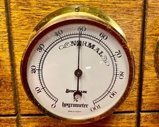 Lot 5060. $32.00. Benchmark Clock Co. Weather Instruments on Wood.  Made in France.  Barometer, Thermometer and Hygrometer. 12"  L x 5" W  x  2" D