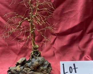 Lot 5061. $50.00. Super Cool Vintage Mid Century Modern Brass Wire Tree Sculpture on a driftwood base. 9"dia x 12"t  MCM lovers you will adore this!