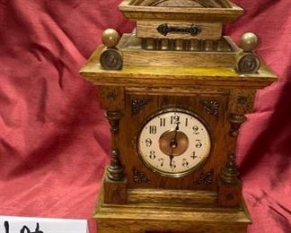 Lot 5064. $42.00. Reuge Wood Musical Alarm Clock w/Swiss musical movement Plays Mozart "Menuet - Boccherini". 15" H  x  8.5" W  x  5" D