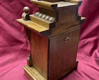 Lot 5064. $42.00. Reuge Wood Musical Alarm Clock w/Swiss musical movement Plays Mozart "Menuet - Boccherini". 15" H  x  8.5" W  x  5" D