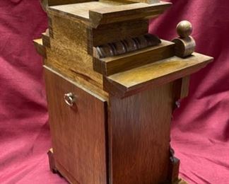 Lot 5064. $42.00. Reuge Wood Musical Alarm Clock w/Swiss musical movement Plays Mozart "Menuet - Boccherini". 15" H  x  8.5" W  x  5" D