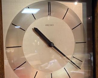 Lot 5067. $50.00.  Mid Century Seiko Quartz Strike Clock (Battery). Ref- QPL101B Cal. 12301 Japan.	10" W x 3.5" D  x 16.5" H.   Another MCM Fave and Very Rare! New Old Stock