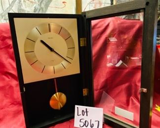 Lot 5067. $50.00.  Mid Century Seiko Quartz Strike Clock (Battery). Ref- QPL101B Cal. 12301 Japan.	10" W x 3.5" D  x 16.5" H.   Another MCM Fave and Very Rare! New Old Stock