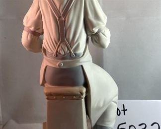 Lot 5032. $275.00  Retired  Lladro Porcelain Figurine, "The Pharmacist" #4844 in Matte Finish. Also includes: Cloche case and wood base.  12.5" H x 6.5" W x 5.25 D