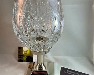 Lot 5036. $80.00.  Stunning Waterford Crystal Hope for Abundance Hurricane, from the Times Square Collection. new w/box, MSRP $219.   11-1/4" x 5-1/4" Beautiful Valentines Day Gift for your Sweetheart!  