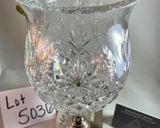 Lot 5036. $80.00.  Stunning Waterford Crystal Hope for Abundance Hurricane, from the Times Square Collection. new w/box, MSRP $219.   11-1/4" x 5-1/4" Beautiful Valentines Day Gift for your Sweetheart!  
