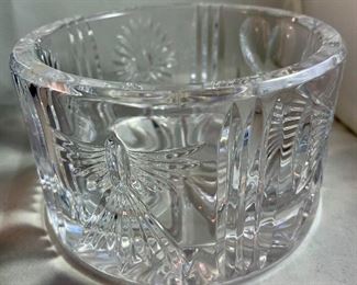 Lot 5037.  $28.00. NIB. Waterford Crystal Bottle Coaster, Millennium Collection.  5.25" h x 3"t
Retails for $115  w/box. Another nice gift! (Bottle of Wine not included)