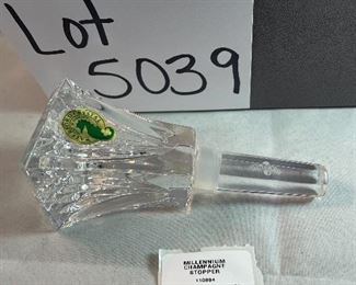 Lot 5039.  $18.00  New in Box.  Waterford Crystal Millennium Champagne Stopper. 4.5" H. We have only 4 Left!  Indicate how many you want when ordering.  Another sweet gift!