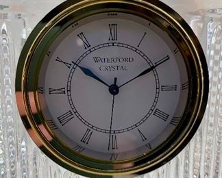 Lot 5042. $50.00  Waterford Crystal Westminster Mantle Clock, lead crystal, heavy. New vintage with box and dust cover. 6.5" w x 7"h x 1.75"d