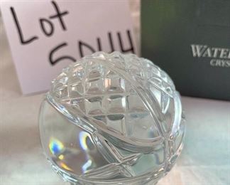 Lot 5044. $42.00  Waterford Basketball paperweight, Made in Ireland 3" x 3.5" w/box	
