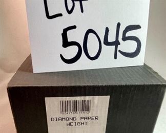 Lot 5045. $38.00  Waterford "Diamond" Paperweight. 3.5" W x 2.5" H  MSRP: $98.00.  Made in Ireland w/ original box.