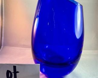 Lot 5076. $75.00  Beautiful Magnor of Norway STUNNING Cobalt Blue Vase.  Measures  9" H x 5" W			
