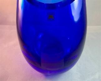 Lot 5076. $75.00  Beautiful Magnor of Norway STUNNING Cobalt Blue Vase.  Measures  9" H x 5" W			