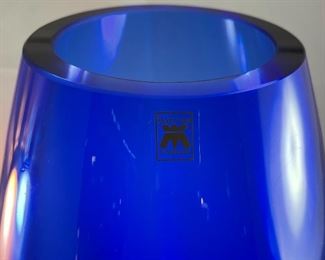 Lot 5076. $75.00  Beautiful Magnor of Norway STUNNING Cobalt Blue Vase.  Measures  9" H x 5" W			