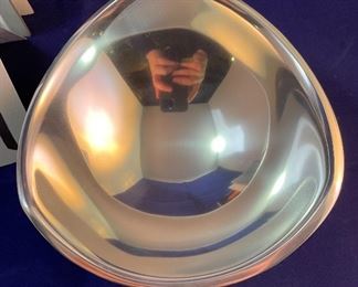 Lot 5091. $20.00 Nambe' Tri-Corner Bowl Designer Nambe' 526.   Measures 6"diameter, 8 oz bowl.  We have 6 of these available...