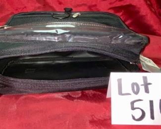 Lot 5107. $25.00 New Dakota Black Nylon Hanging Travel Kit Retail $67.50	13" L x 7" W x 4"D