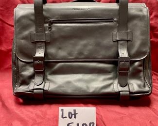 Lot 5108. $250.00  Porsche Design Black Leather Saddlebag Style Carry On 2 compartments, Zipper Pocket, Excellent Condition!  20" W x 15" H,  4"D.  Similar Porsche Design Leather Bags sell for $500-750.