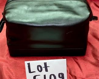 Lot 5109. $95.00 Porsche Design Black Leather Toilety/Travel Kit Bag   9"W  x  6" D x  6" H.  Great Size in Like New Condition.