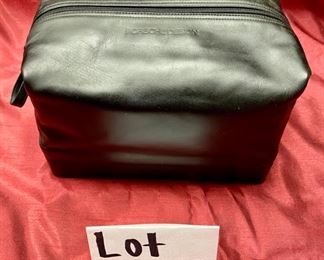 Lot 5109. $95.00 Porsche Design Black Leather Toilety/Travel Kit Bag   9"W  x  6" D x  6" H.  Great Size in Like New Condition.