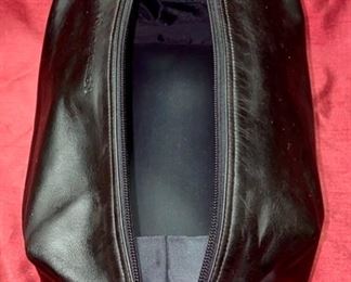 Lot 5109. $95.00 Porsche Design Black Leather Toilety/Travel Kit Bag   9"W  x  6" D x  6" H.  Great Size in Like New Condition.