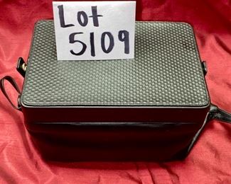 Lot 5109. $95.00 Porsche Design Black Leather Toilety/Travel Kit Bag   9"W  x  6" D x  6" H.  Great Size in Like New Condition.  View of Bottom is Rubber.