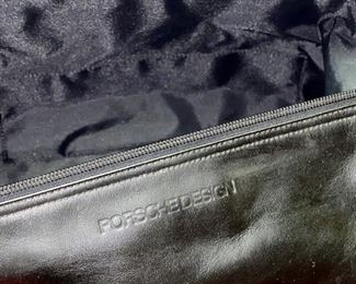 Lot 5109. $95.00 Porsche Design Black Leather Toilety/Travel Kit Bag   9"W  x  6" D x  6" H.  Great Size in Like New Condition.