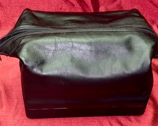 Lot 5109. $95.00 Porsche Design Black Leather Toilety/Travel Kit Bag   9"W  x  6" D x  6" H.  Great Size in Like New Condition.