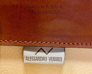 Lot 5114. $110.00 Alessandro Vananzi Genuine Brown Leather Women's Briefcase with Front Flap Compartment and Zipper Top, Made in Italy. 16" W x 3" D x 12" H.  This Italian  Designer bag is a classic. 