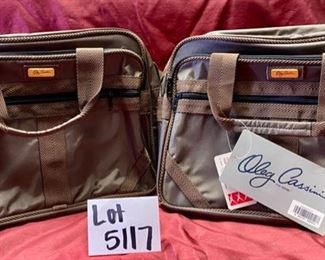 Lot 5117. $35.00 each.  2 Oleg Cassini Elite Collection #400 Shoulder Tote, in Brown Nylon with vinyl backing. 16"W x 7"D  x 12.5" H