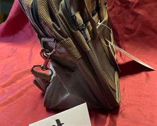 Lot 5117. $35.00 each.  2 Oleg Cassini Elite Collection #400 Shoulder Tote, in Brown Nylon with vinyl backing. 16"W x 7"D  x 12.5" H