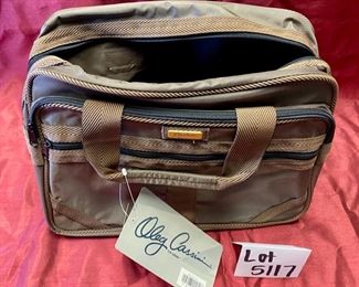 Lot 5117. $35.00 each.  2 Oleg Cassini Elite Collection #400 Shoulder Tote, in Brown Nylon with vinyl backing. 16"W x 7"D  x 12.5" H