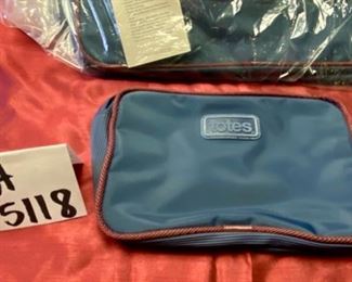 Lot 5118A/B  $50.00 Set of 5 Vintage Totes Nylon Luggage. This lot includes a Garment Bag, 2-Action Bag (18"x9"x9"), Shoulder Bag (14"x11"x7"), Tote Bag (10"x7"x2")