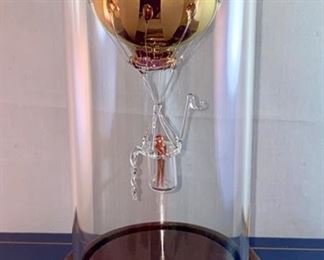 Lot 5122. $28.00. Mayflower Glass Sculptures Hot Air Balloon w/original box 9"h. Glass dome is hand-blown. Made in Britain.   Check out the guy in the glass basket