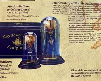 Lot 5122. $28.00. Mayflower Glass Sculptures Hot Air Balloon w/original box 9"h. Glass dome is hand-blown. Made in Britain.   Check out the guy in the glass basket