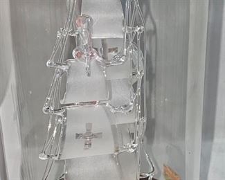 Lot 5123. Mayflower Glass Sculptures "The Golden Lion" Warship.  Made in England. w/ original Box