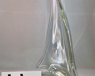 Lot 5138.   $34.00.   Wowsa!  Crystal Sailboat. Unsigned. Beautiful!  It's approximately 9-12". high but don't quote us!  