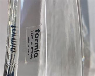 Lot 5139. $75.00  Murano Vetro Glass Sailboat. by Formia Vetri Di Murano, Made in Italy.  Black base, clear sail w/white line 13" H x 9" L x 4" D