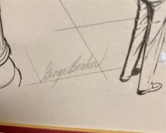 Lot 5142.$100.00.  Vintage Framed Art by George Becker Washington, DC Montage, Hand Signed 1985.  30" W  x 21" H