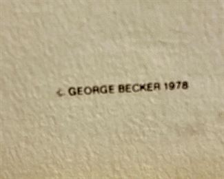 Lot 5143. $95.00. George Becker FRAMED Chicago Landmarks with matching card. Hand Signed 1978.  28.5" W  x  24" H