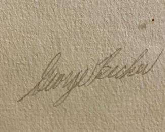 Lot 5143. $95.00. George Becker FRAMED Chicago Landmarks with matching card. Hand Signed, 1978.  28.5" W  x  24" H