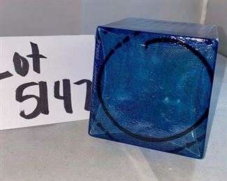 Lot 5147. $275.00 VERY Fine Kosta Boda Metropolis Art Glass Vase designed by Bertil Vallien for Kosta Boda #40026. Blue and Black. With original box. Really cool, looks like a skyscraper. Same one recently sold online for $369.00.  Excellent shape. 12" H x 3.25" W at the base. 	